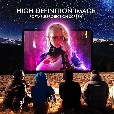 Pyle 100'' Portable Outdoor Projection Screen - Lightweight Viewing Projector Display with Frame Stand, H PRJOS100
